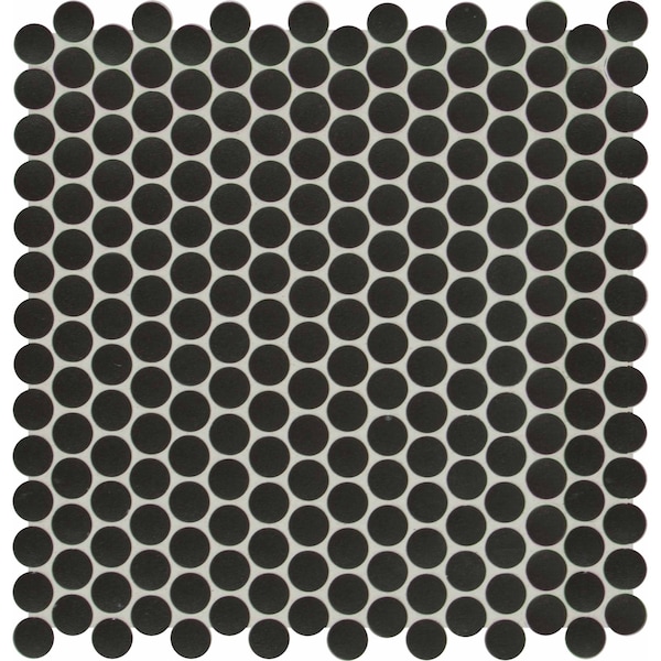 Msi Penny Round Nero 12.32 In. X 11.38 In. X 6Mm Porcelain Mesh-Mounted Mosaic Tile, 15PK - ZOR-MD-0231