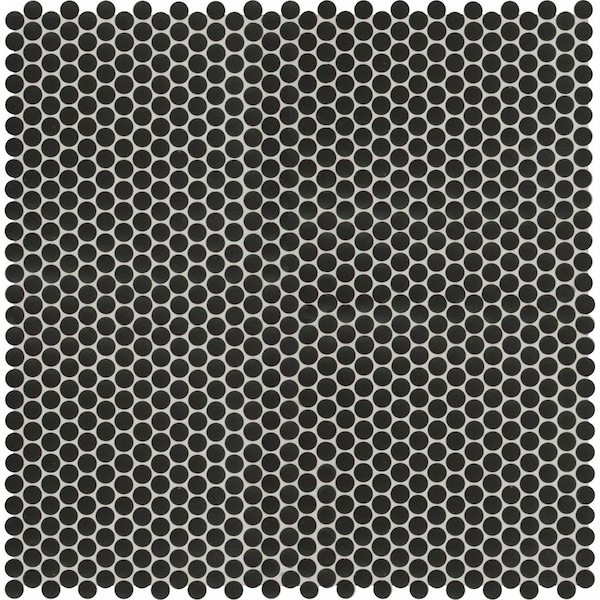 Msi Penny Round Nero 12.32 In. X 11.38 In. X 6Mm Porcelain Mesh-Mounted Mosaic Tile, 15PK - ZOR-MD-0231