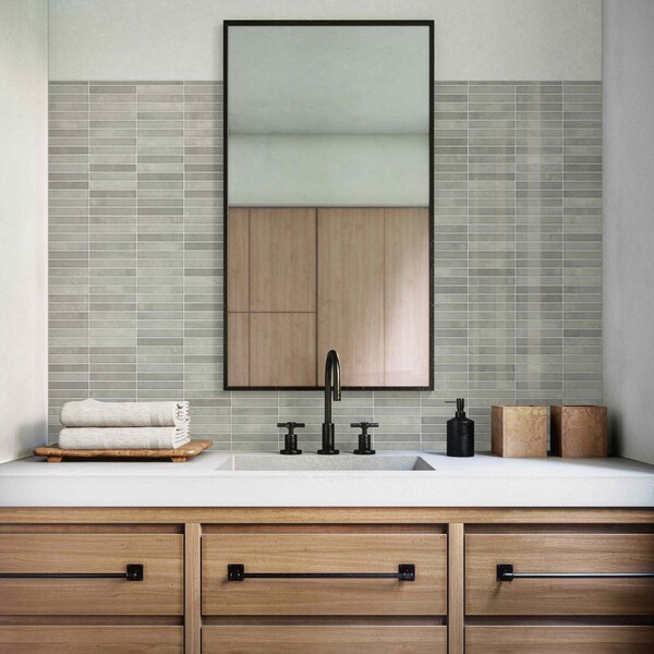 Daltile Miramo 1'' x 6'' Ceramic Straight Joint Wall Mosaic, 10PK - MR45STJ16MBMSGL