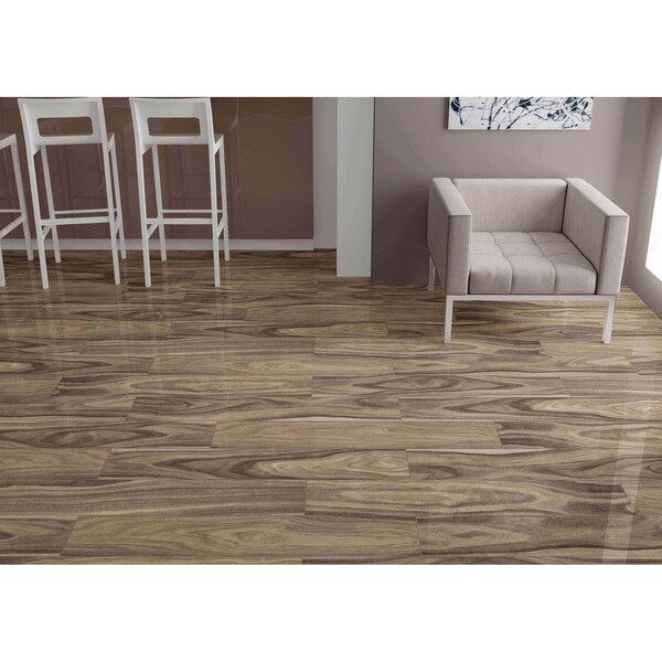 Msi Dellano Deep Bark 8 In. X 48 In. Polished Porcelain Floor And Wall Tile, 4PK - ZOR-PT-0132