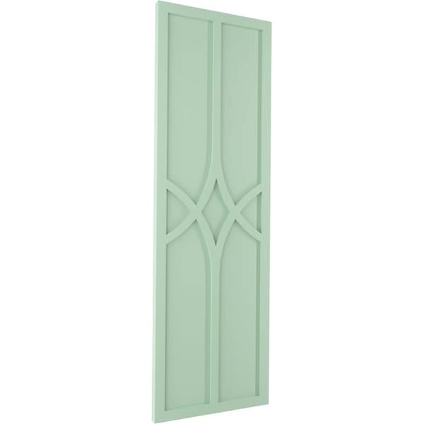 Ekena Millwork True Fit PVC Cedar Park Fixed Mount Shutters, Seaglass, 15W x 75H, PR - TFP001CP15X075SG
