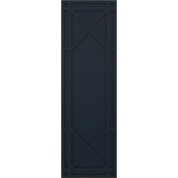 Ekena Millwork True Fit PVC Bungalow Fixed Mount Shutters, Starless Night Blue, 12W x 74H, PR - TFP001BG12X074OB