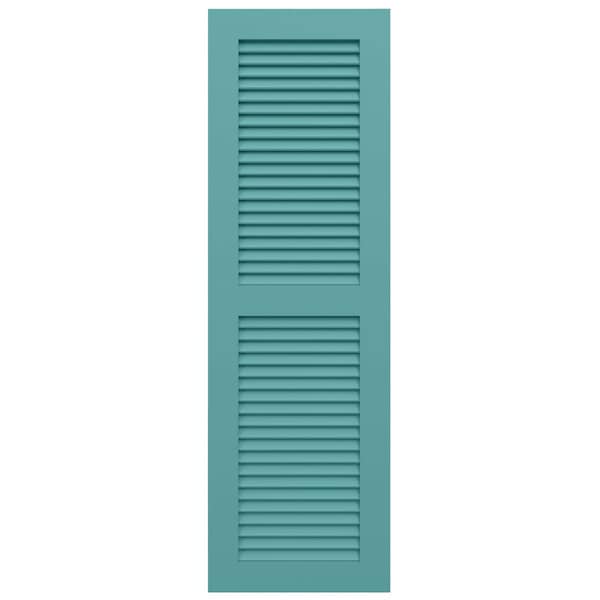 Ekena Millwork True Fit PVC, Two Equal Louver Shutters, Pure Turquoise, 15W x 59H, PR - TFP101LVF15X059PT