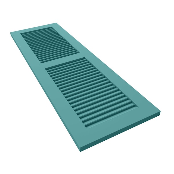 Ekena Millwork True Fit PVC, Two Equal Louver Shutters, Pure Turquoise, 15W x 59H, PR - TFP101LVF15X059PT