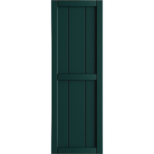 Ekena Millwork True Fit PVC, Three Board Framed Board-n-Batten Shutters, Thermal Green, 16 1/8W x 50H, PR - TFP101BF16X050FG