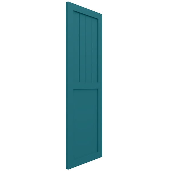 Ekena Millwork True Fit PVC Farmhouse/Flat Panel Combination Fixed Mount Shutters, Antigua, 12W x 36H, PR - TFP101FC12X036AN