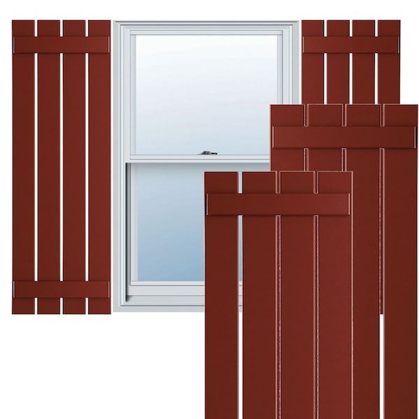 Ekena Millwork True Fit PVC Four Board Spaced Board-n-Batten Shutters, Pepper Red , 23W x 36H, PR - TFP101SBF23X036MR