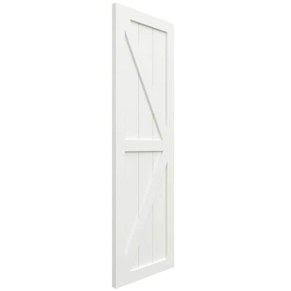 Ekena Millwork True Fit PVC Two Equal Panel Farmhouse Fixed Mount Shutters w/ Z-Bar, Unfinished , 12W x 44H, PR - TFP102FH12X044UN