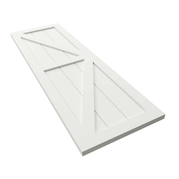 Ekena Millwork True Fit PVC Two Equal Panel Farmhouse Fixed Mount Shutters w/ Z-Bar, Unfinished , 12W x 44H, PR - TFP102FH12X044UN