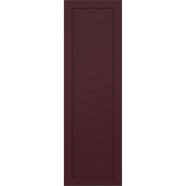 Ekena Millwork True Fit PVC Single Panel Chevron Modern Style Fixed Mount Shutters, Wine Red, 12W x 70H, PR - TFP001CV12X070WR