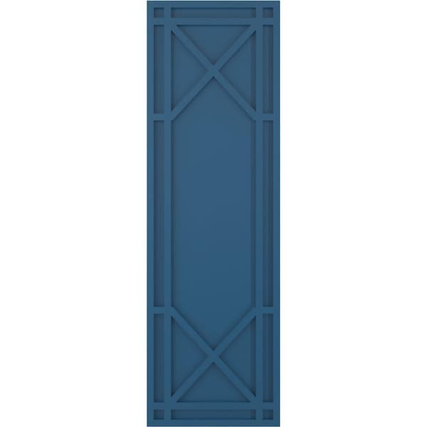 Ekena Millwork True Fit PVC Bungalow Fixed Mount Shutters, Sojourn Blue, 18W x 56H, PR - TFP001BG18X056HB