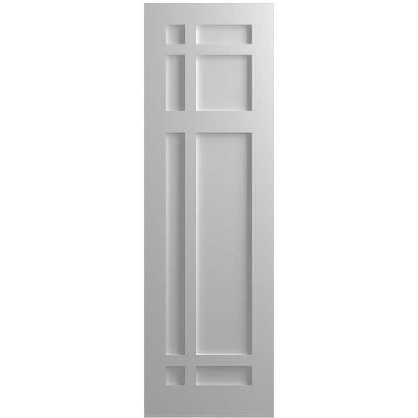 Ekena Millwork True Fit PVC San Juan Capistrano Mission Style Fixed Mount Shutters, Primed, 15"W x 36"H - TFP001SJ15X036PR