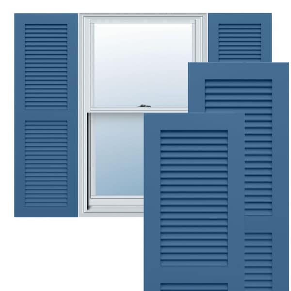Ekena Millwork True Fit PVC Two Equal Louver Shutters, Sojourn Blue, 12W x 71H, PR - TFP101LVF12X071HB