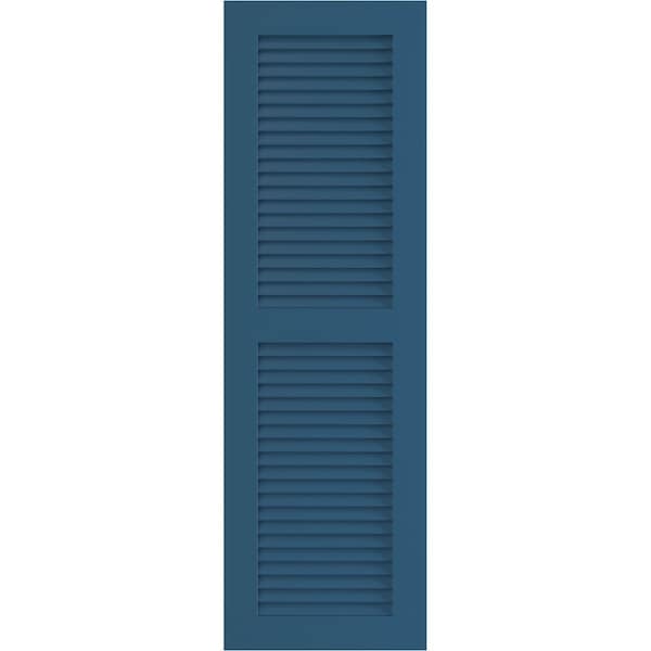 Ekena Millwork True Fit PVC Two Equal Louver Shutters, Sojourn Blue, 12W x 71H, PR - TFP101LVF12X071HB