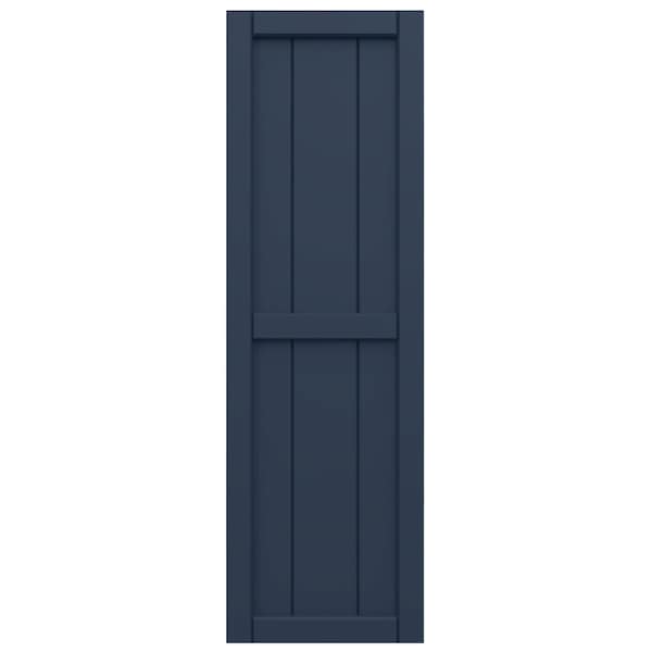Ekena Millwork True Fit PVC, Four Board Framed Board-n-Batten Shutters, Starless Night Blue, 21 1/2W x 39H, PR - TFP101BF21X039OB