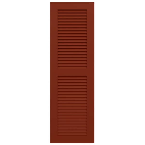 Ekena Millwork True Fit PVC Two Equal Louver Shutters, Pepper Red, 12W x 77H, PR - TFP101LVF12X077MR