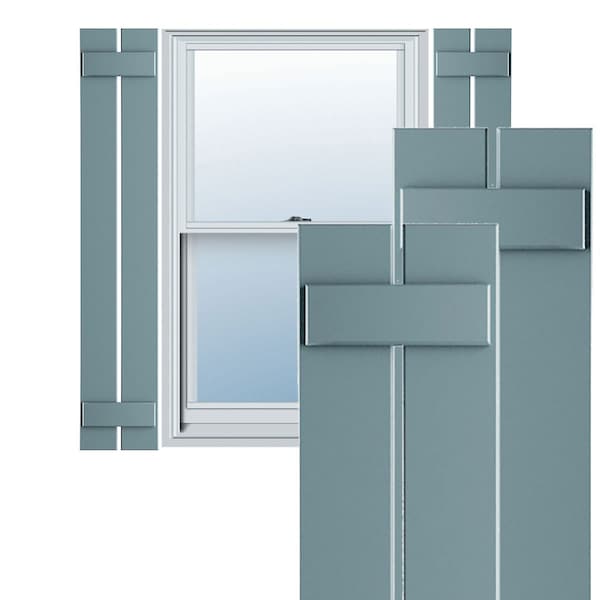 Ekena Millwork True Fit PVC Two Board Spaced Board-n-Batten Shutters, Peaceful Blue, 11 1/4W x 31H, PR - TFP101SBF11X031SB