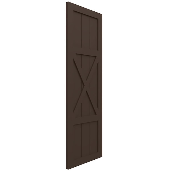 Ekena Millwork True Fit PVC Center X-Board Farmhouse Fixed Mount Shutters, Raisin Brown , 12W x 44H, PR - TFP107FH12X044TB