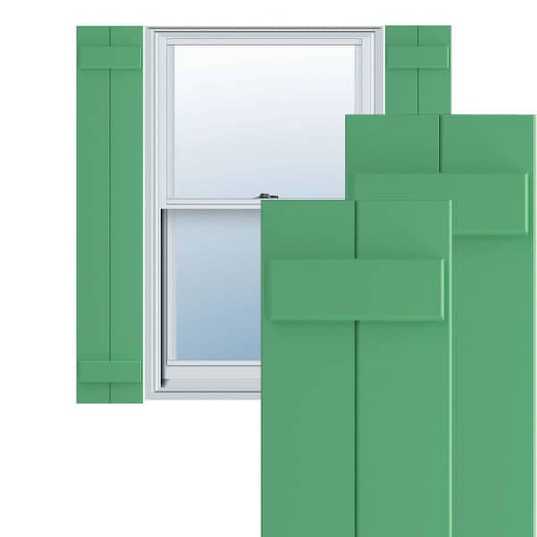 Ekena Millwork True Fit PVC, Two Board Joined Board-n-Batten Shutters, Lilly Pads, 10 3/4W x 72H, PR - TFP101BBF11X072LP