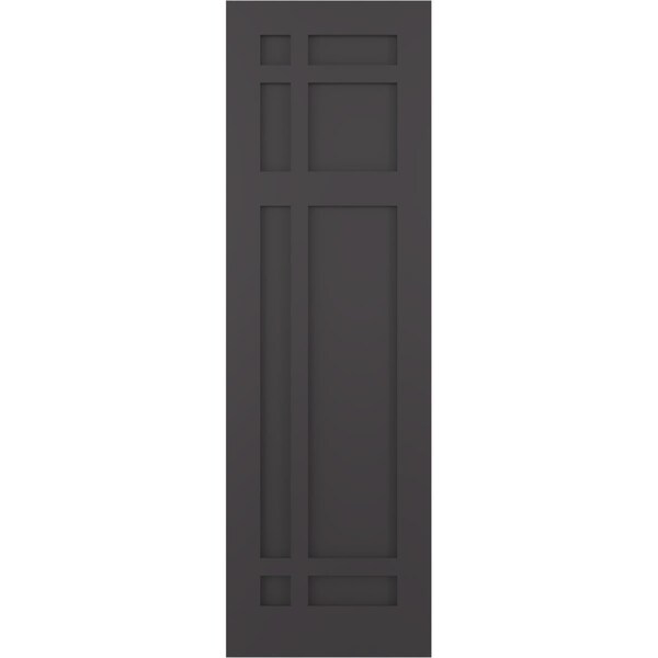 Ekena Millwork True Fit PVC San Juan Capistrano Mission Style Fixed Mount Shutters, Shadow Mountain, 12W x 33H, PR - TFP001SJ12X033SM