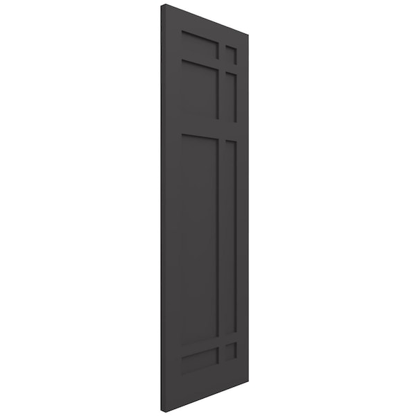 Ekena Millwork True Fit PVC San Juan Capistrano Mission Style Fixed Mount Shutters, Shadow Mountain, 12W x 33H, PR - TFP001SJ12X033SM