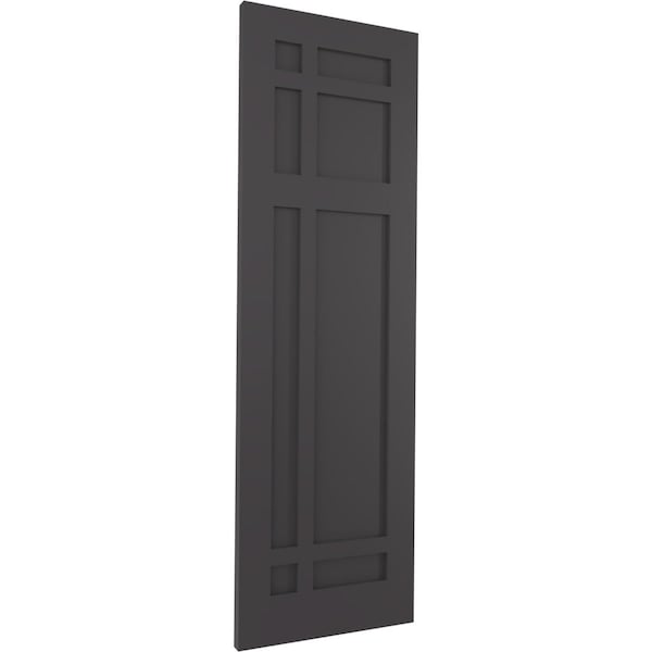 Ekena Millwork True Fit PVC San Juan Capistrano Mission Style Fixed Mount Shutters, Shadow Mountain, 12W x 33H, PR - TFP001SJ12X033SM