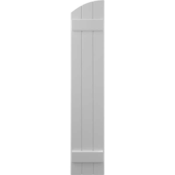 Ekena Millwork Americraft 3-Board (2 Batten) Wood Joined Board-n-Batten Shutters w/ Ellipt Top, ARW101BE311X83PRH - ARW101BE311X83PRH