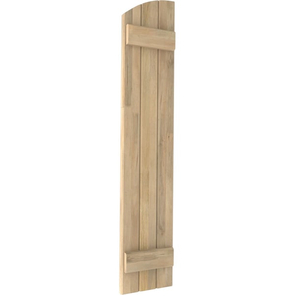 Ekena Millwork Americraft 3-Board (2 Batten) Wood Joined Board-n-Batten Shutters w/Ellipt Top, ARW101BE311X53UNH, PR - ARW101BE311X53UNH