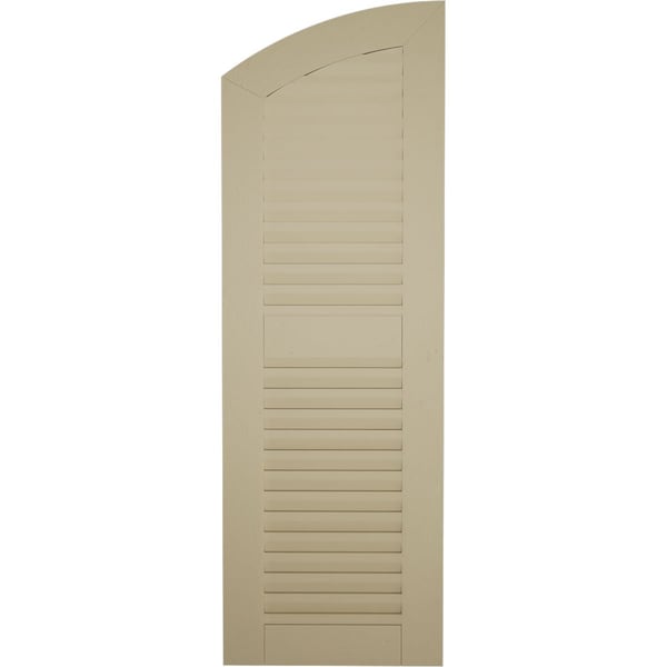 Ekena Millwork Timberthane Hand Hewn 2 Equal Louver w/Elliptical Top Faux Wood Shutters, 18W x 84H, 78 Low Side, PR - SHULVL18X84HHPR