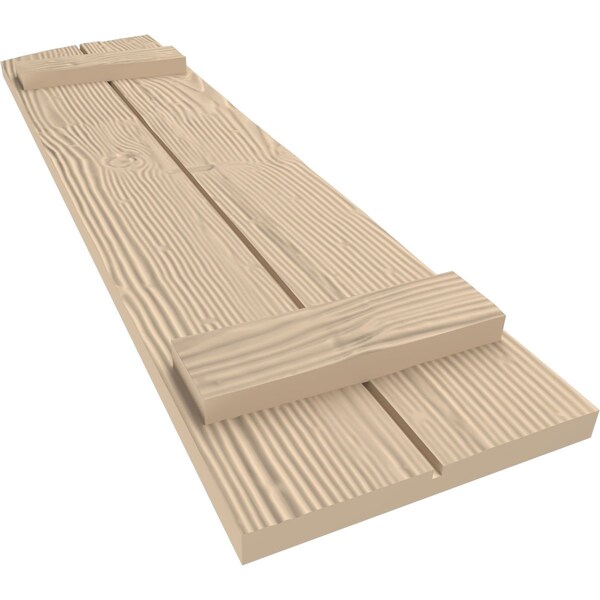 Ekena Millwork Sandblasted 2 Board Joined Board-n-Batten w/Elliptical Top Faux Wood Shutters, 11W x 44H, PR - SHUBJL11X44SDPR