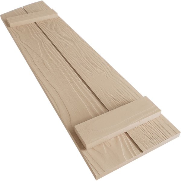 Ekena Millwork Sandblasted 2 Board Joined Board-n-Batten w/Elliptical Top Faux Wood Shutters, 11W x 44H, PR - SHUBJL11X44SDPR