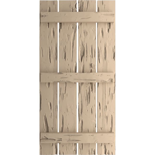 Ekena Millwork Rustic Four Board Spaced Board-n-Batten Pecky Cypress Faux Wood Shutters, 23 1/2"W x 66"H - SHUBSS23X66PCPR