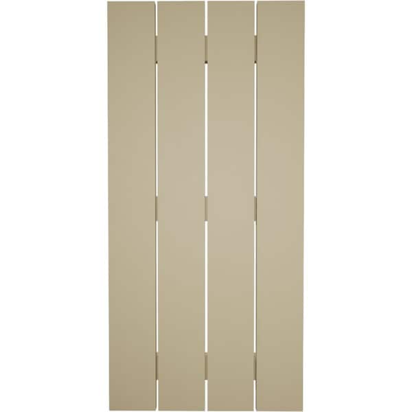Ekena Millwork Rustic Four Board Spaced Board-n-Batten Pecky Cypress Faux Wood Shutters, 23 1/2"W x 66"H - SHUBSS23X66PCPR