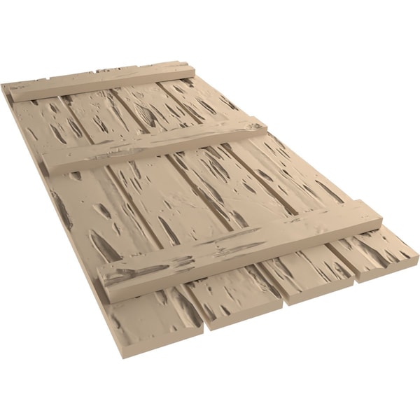 Ekena Millwork Rustic Four Board Spaced Board-n-Batten Pecky Cypress Faux Wood Shutters, 23 1/2"W x 66"H - SHUBSS23X66PCPR