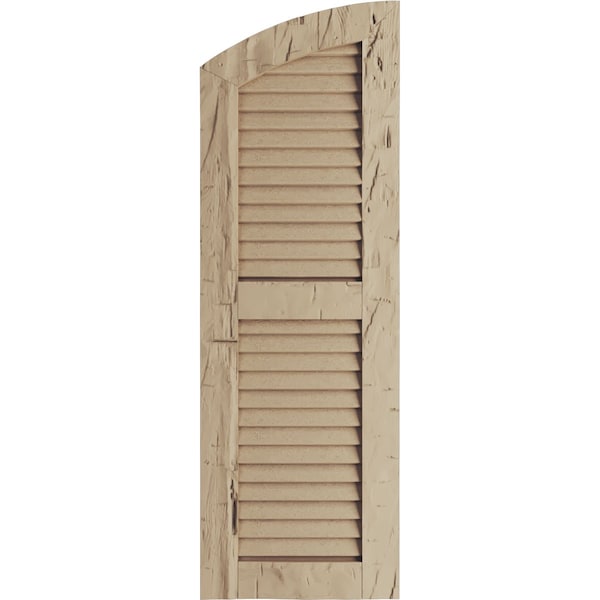 Ekena Millwork Timberthane Hand Hewn 2 Equal Louver w/Elliptical Top Faux Wood Shutters, 15W x 50H, 45 Low Side, PR - SHULVL15X50HHPR
