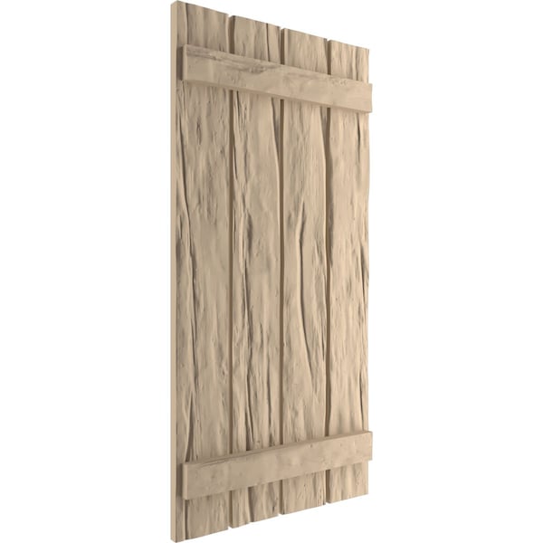 Ekena Millwork Rustic Four Board Spaced Board-n-Batten Riverwood Faux Wood Shutters, 23 1/2W x 40H, PR - SHUBSS23X40RWPR