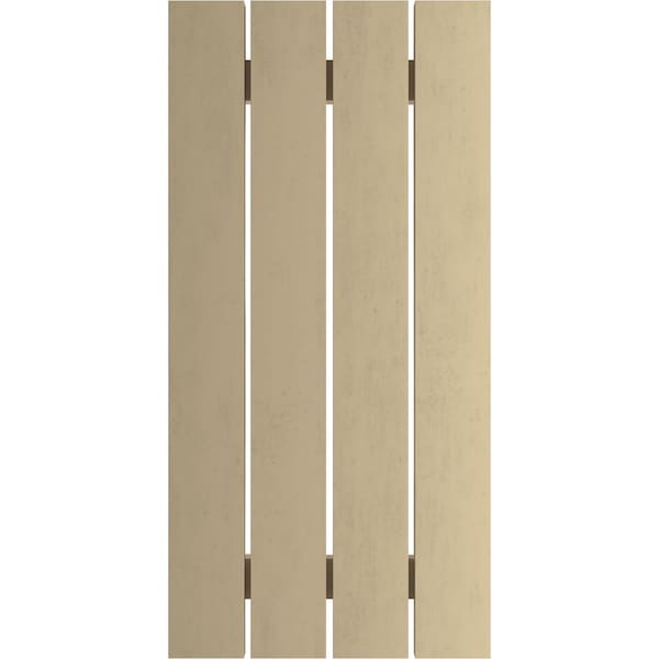 Ekena Millwork Rustic Four Board Spaced Board-n-Batten Riverwood Faux Wood Shutters, 23 1/2W x 40H, PR - SHUBSS23X40RWPR