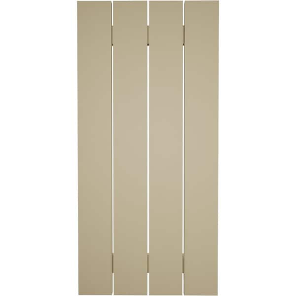 Ekena Millwork Rustic Four Board Spaced Board-n-Batten Riverwood Faux Wood Shutters, 23 1/2W x 40H, PR - SHUBSS23X40RWPR
