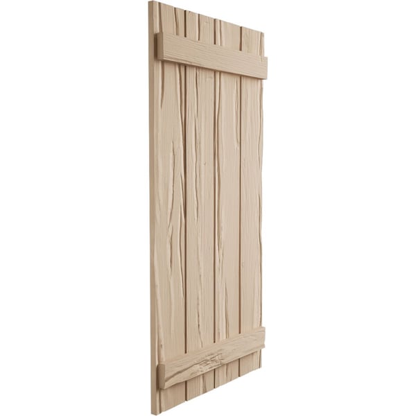 Ekena Millwork Rustic Four Board Spaced Board-n-Batten Riverwood Faux Wood Shutters, 23 1/2W x 40H, PR - SHUBSS23X40RWPR