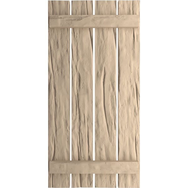 Ekena Millwork Rustic Four Board Spaced Board-n-Batten Riverwood Faux Wood Shutters, 23 1/2W x 40H, PR - SHUBSS23X40RWPR