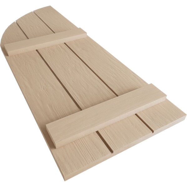 Ekena Millwork Rough Sawn 3 Board Joined Board-n-Batten w/Quarter Round Arch Top Faux Wood Shutters, 16 1/2"Wx86"H - SHUBJQ16X86RSPR