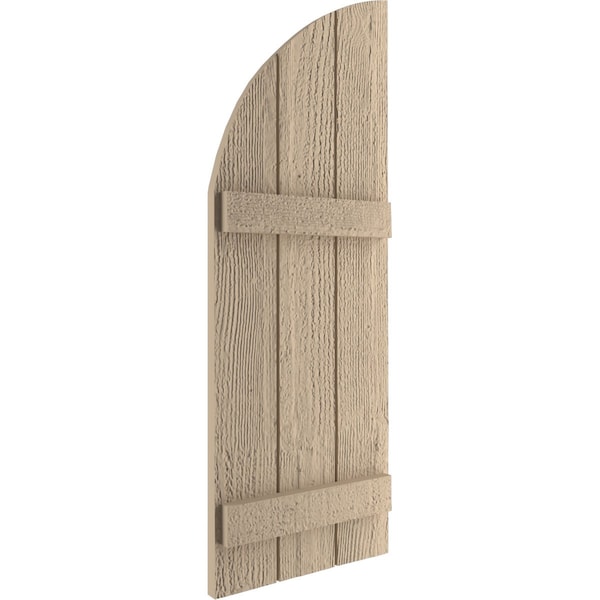 Ekena Millwork Rough Sawn 3 Board Joined Board-n-Batten w/Quarter Round Arch Top Faux Wood Shutters, 16 1/2"Wx86"H - SHUBJQ16X86RSPR