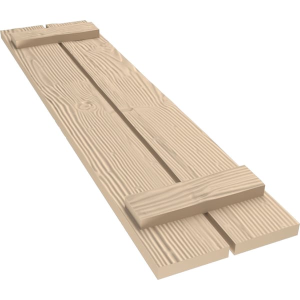 Ekena Millwork Rustic Two Board Spaced Board-n-Batten Sandblasted Faux Wood Shutters, 11 1/2W x 50H, PR - SHUBSS11X50SDPR