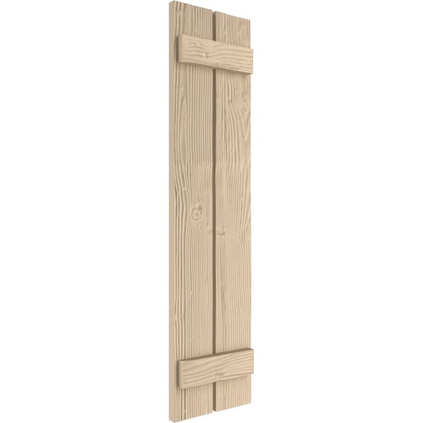 Ekena Millwork Rustic Two Board Spaced Board-n-Batten Sandblasted Faux Wood Shutters, 11 1/2W x 50H, PR - SHUBSS11X50SDPR