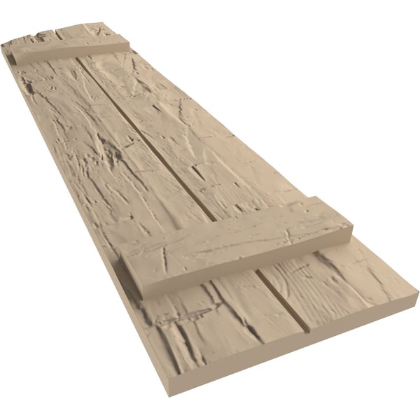 Ekena Millwork Hand Hewn 2 Board Joined Board-n-Batten w/Elliptical Top Faux Wood Shutters, 11W x 24H, PR - SHUBJL11X24HHPR