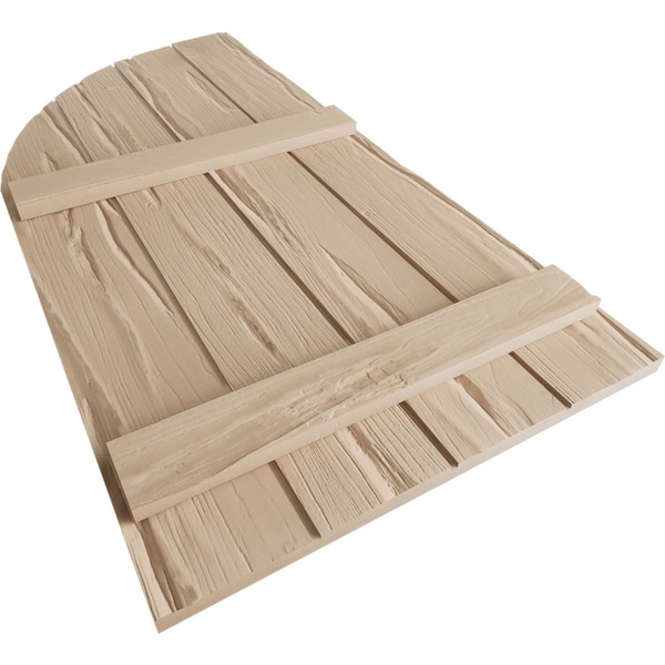 Ekena Millwork Riverwood 4 Board Joined Board-n-Batten w/Quarter Round Arch Top Faux Wood Shutters, 22W x 72H, PR - SHUBJQ22X72RWPR