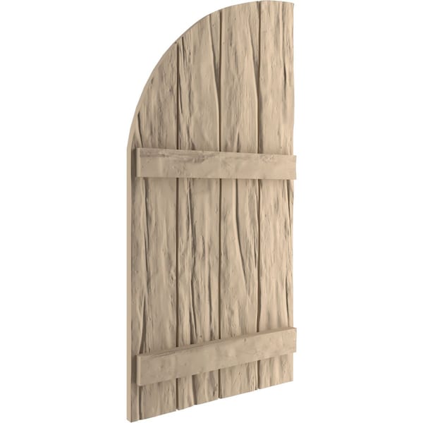 Ekena Millwork Riverwood 4 Board Joined Board-n-Batten w/Quarter Round Arch Top Faux Wood Shutters, 22W x 72H, PR - SHUBJQ22X72RWPR