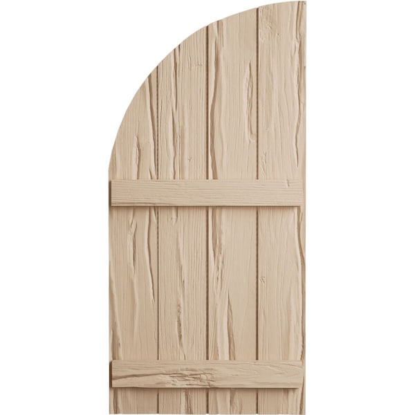 Ekena Millwork Riverwood 4 Board Joined Board-n-Batten w/Quarter Round Arch Top Faux Wood Shutters, 22W x 72H, PR - SHUBJQ22X72RWPR