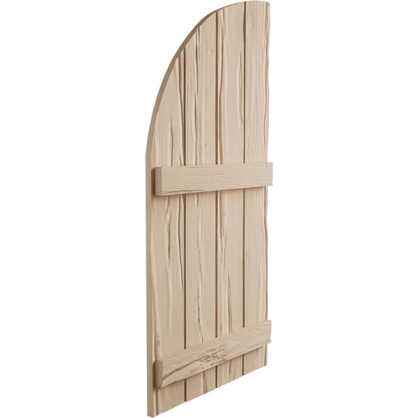 Ekena Millwork Riverwood 4 Board Joined Board-n-Batten w/Quarter Round Arch Top Faux Wood Shutters, 22W x 72H, PR - SHUBJQ22X72RWPR