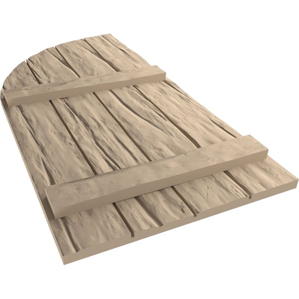 Ekena Millwork Riverwood 4 Board Joined Board-n-Batten w/Quarter Round Arch Top Faux Wood Shutters, 22W x 72H, PR - SHUBJQ22X72RWPR